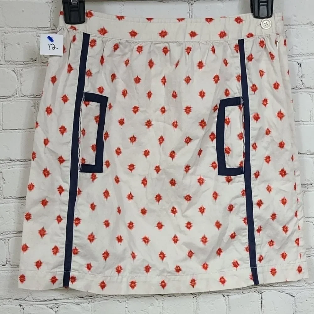 Brooks Brothers Kids Girls Size 12 White Skirt Red Starburst School Pockets